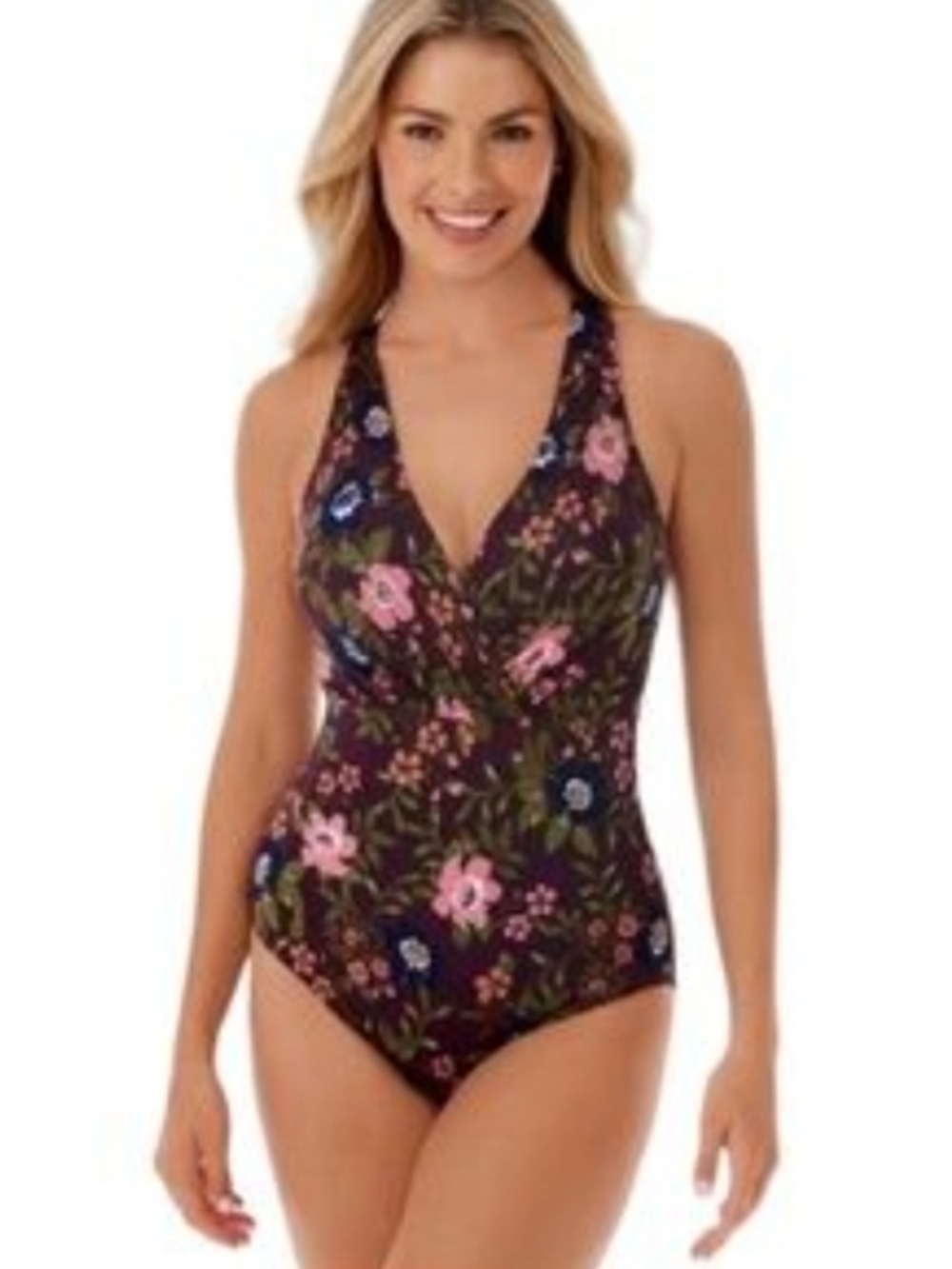 Dreamsuit Purple Floral Slimming Control One Piece Swimsuit